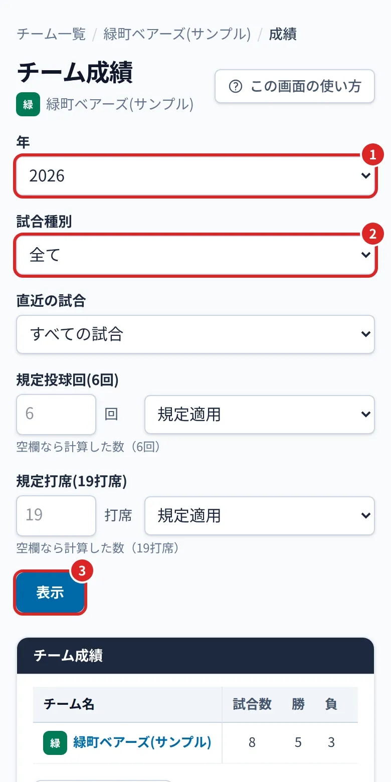 成績の画面